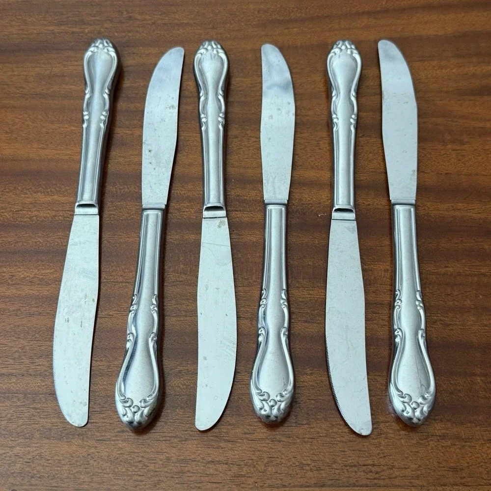 Oneida Homestead Dinner Knives‎ Set 6 Simeon George Rogers Floral